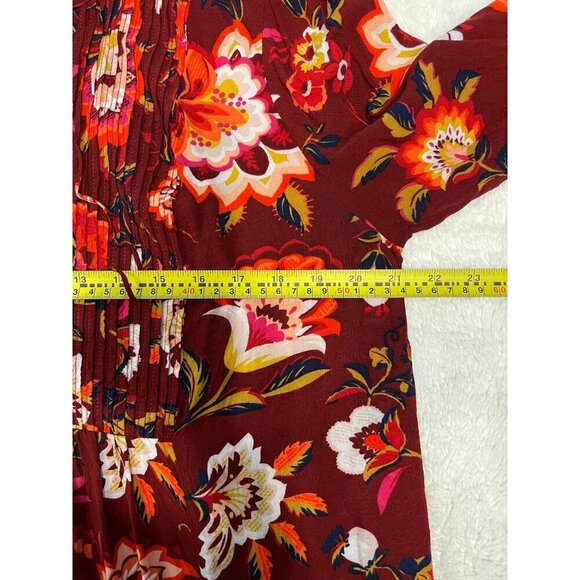 Old Navy Women's Pullover Floral Peasant Blouse Size Large V-Neck Long Sleeves - Picture 8 of 8